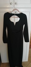 Lulu's Formal Dress Long/Maxi Large Long Sleeve Open Back  Black Slit