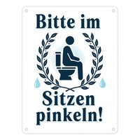 Metallschild In 15X20 Cm Bitte Im Sitzen - Toilette Schild Mit Spruch: Bitte Im