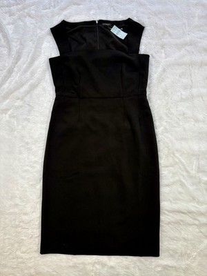 Ann Taylor Black Sheath Square Neck Sleeveless Zip Closure Size 8P
