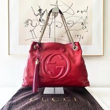 GUCCI Soho shoulder bag chain GG Red