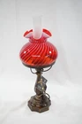 Fenton Glass 100 Anniversary Table Lamp Red and White Stripe  2005 #2