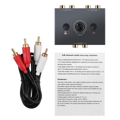 RCA Stereo Audio Umschalter Stereo Audio Bi-Directional Switcher mit Mute Taste