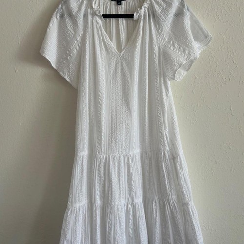J.Crew cottage peasant white cotton ruffle romantic midi dress