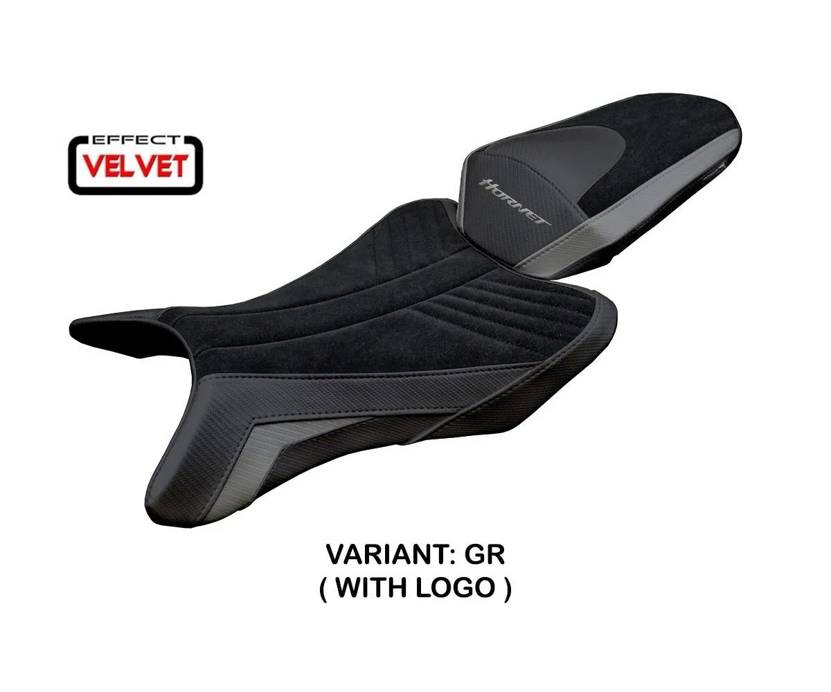 Seat cover Manuel Velvet Gray + logo Tpz comp HONDA CB 1000 HORNET 2025 2026