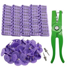 Sheep Ear Tag 001-100 Number Plastic Livestock Tags Goat with Punch Appl