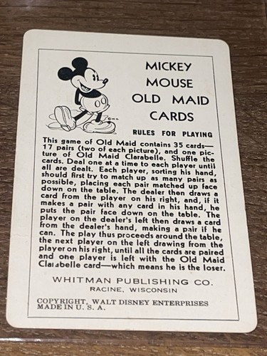 1935 Whitman Disney Mickey Mouse Old Maid 19 Karten Komplettsatz SEHR SELTENER SATZ!!! - Bild 6 von 8