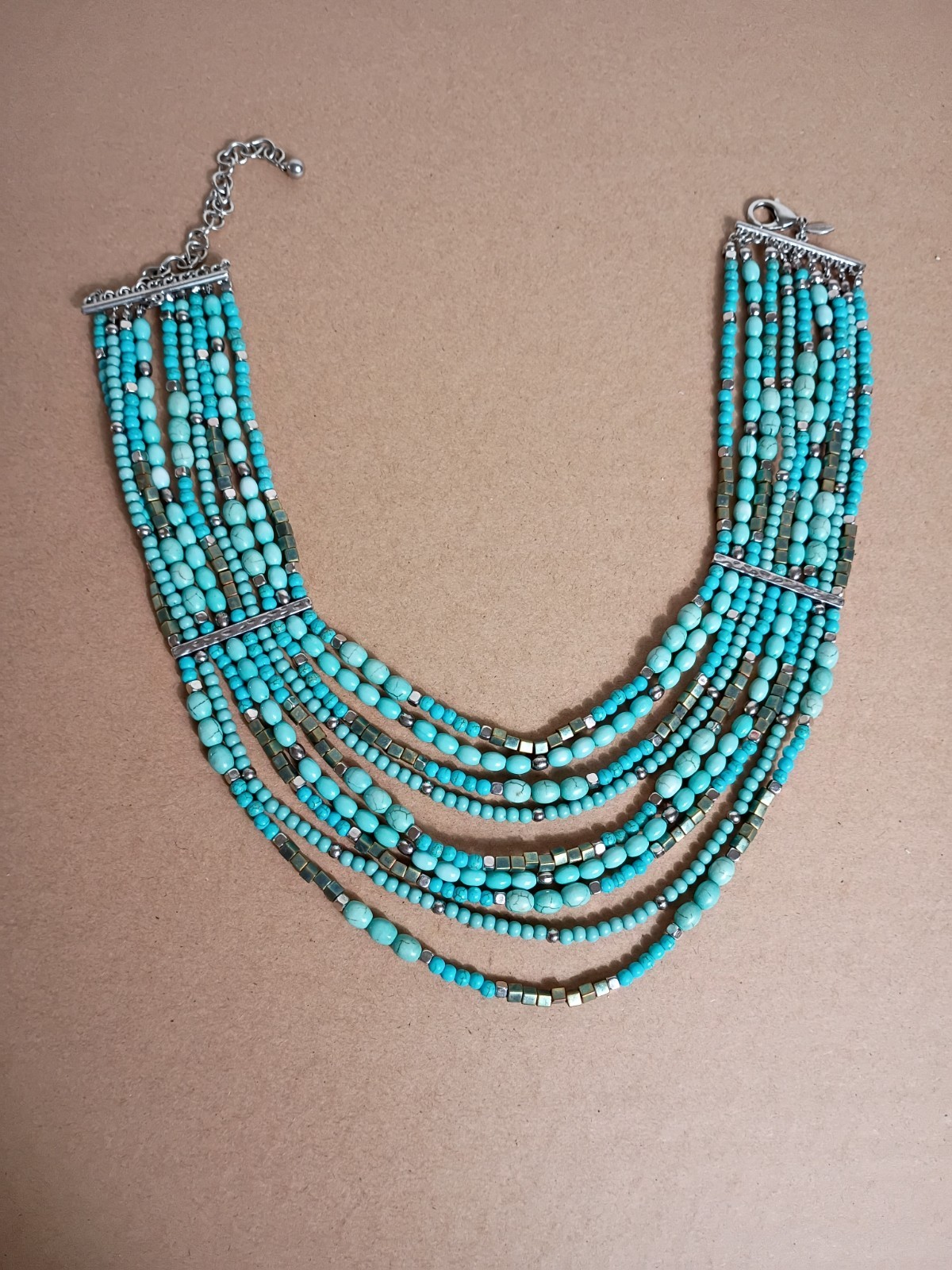 Chicos Beaded Bib Statement Layered Necklace Blue… - image 2