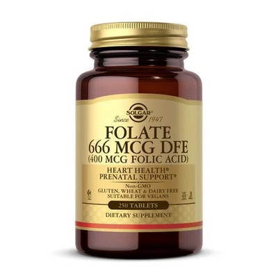 Folate 250 Tabs 666 Mcg DFE by Solgar