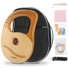 Lyre Harp 16 Strings Mahogany Body Metal String for Beginner Harps Classical ...