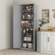 HOMCOM 67" Kitchen Pantry Storage Cabinet with Shelves, Distressed Gray