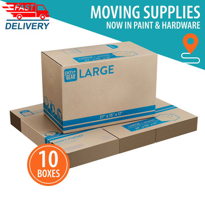 (10 Pack)  Large Moving Boxes, 27L X 15W X 17H, Kraft