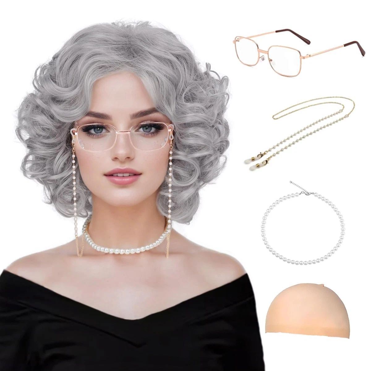 grey curly wig fancy dress Grey Afro Wig – Party Delights Wondergroup main image 1