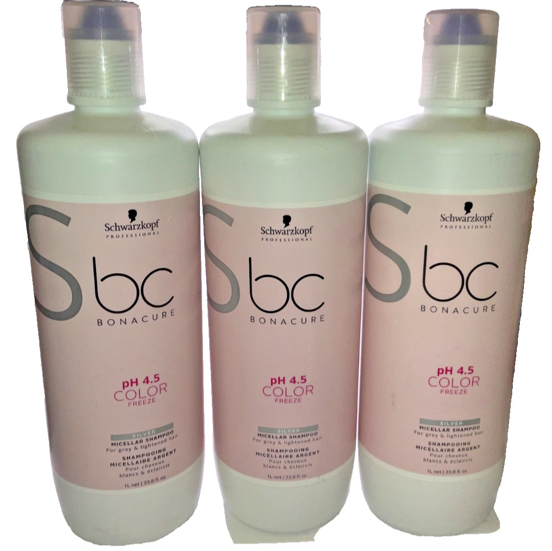 (3) Champú micelar Schwarzkopf BC Bonacure Silver, 33,8 fl oz (Exp 8/21)
