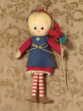 Vintage 60’s Kitschy MCM Forsum Japan Felted Little Bo Peep  Ornament 6.5”