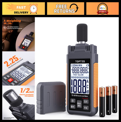Portable Sound Level Meter, 2.25  Backlit LCD, A/C Weighted, 30-130dB Range, MAX