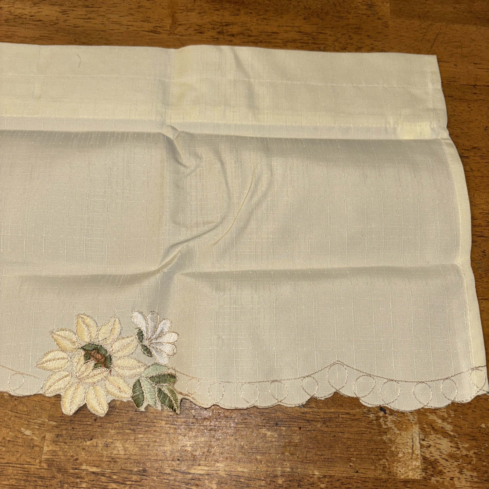 SUNFLOWER Valance, 60” Width X 12” Length Beige   New By Lorraine Home Fashions
