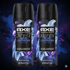 NEW Lot of 2 Mens Axe Fine Fragrance Deodorant Spray Blue Lavender Aluminum Free