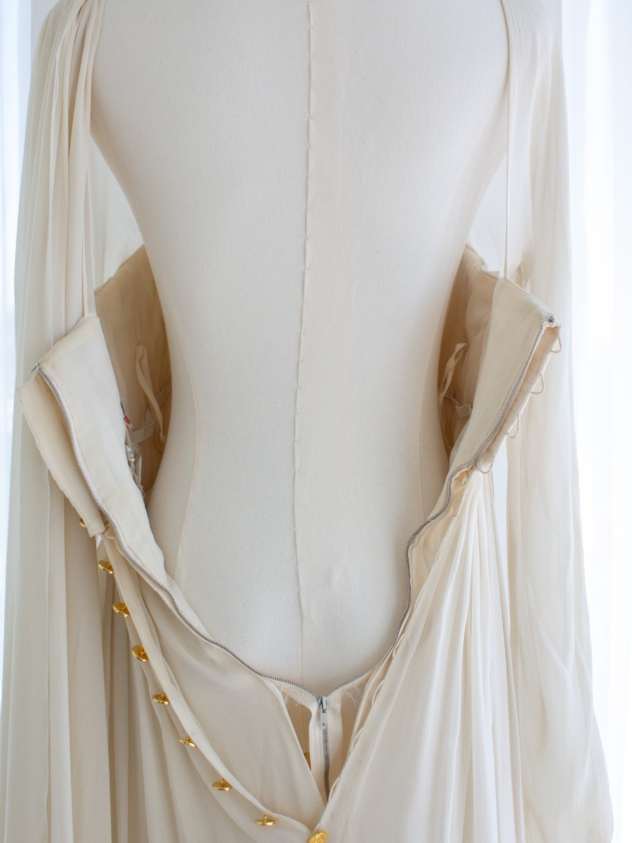 Rare Chanel Vintage S/S 1989 Grecian Goddess Ivory Gold Pleated