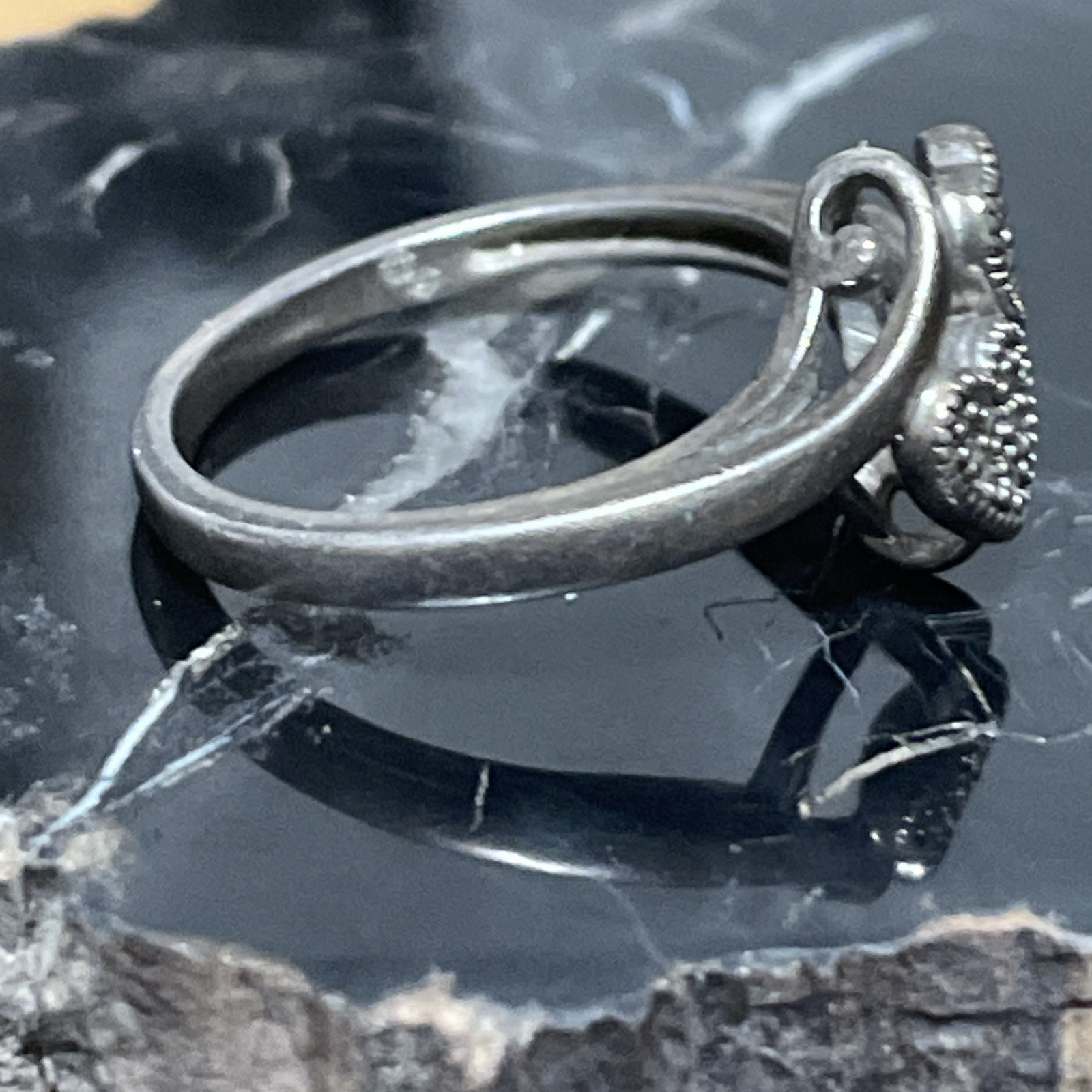 Solid Sterling Silver Diamond Double Hearts Ring … - image 5