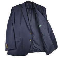 Lauren Ralph Lauren Mens Navy Blazer Gold Crest Buttons Two Button Sport Coat