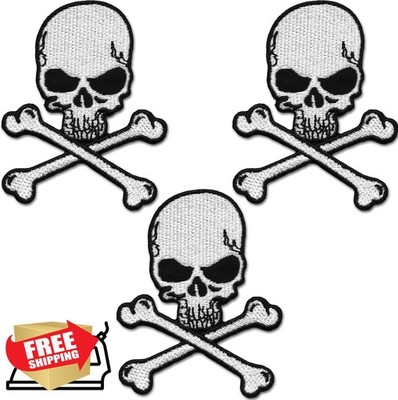 Laughing Lizards Skull Patches 3-Pack - Iron On Skeleton Halloween Appliques