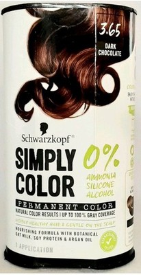 Schwartzkopf Simply Color Permanent Up To 100% Gray Coverage Dark Chocolate 3.65