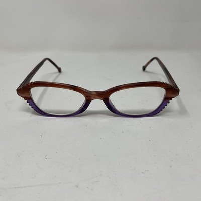 Rare Authentic LA Eyeworks Cattooth 142 Brown Red Purple 48mm CATEYE FRAMES AH66