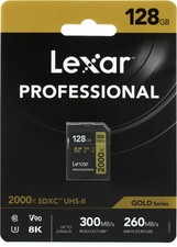 Lexar Professional 2000x SDHC/SDXC UHS-II Card Gold Series - 128GB, UHS-II, U3,