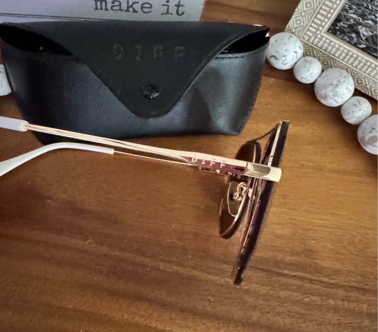 DIFF lenox sunglasses, gold blue gradient polariz… - image 2