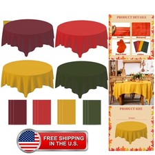 12Pcs Fall Round Tablecloths Thanksgiving Disposable Plastic Table Covers