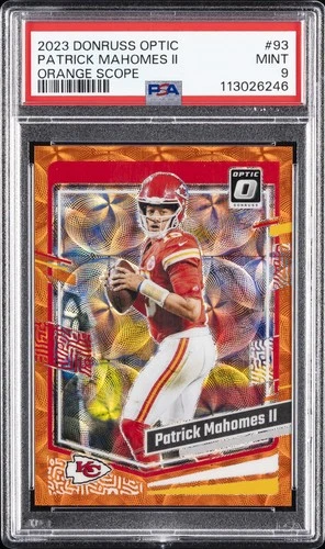 2023 PANINI DONRUSS OPTIC ORANGE SCOPE #93 PATRICK MAHOMES II 46/79 PSA 9