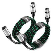 XLR to XLR Pro Mic Cable 15 Ft 2-Pack Male to Female XLR Cable 3-pin Green Ba...