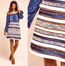 Anthropologie Moulinette Soeurs Erine Tweed Sequin Fringe Mini Skirt Size 6 NWT