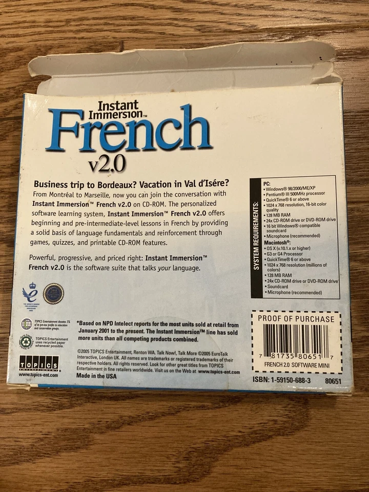 Instant Immersion French V2.0 Language Beginners CD-Rom Windows Mac Software - Image 2 of 4