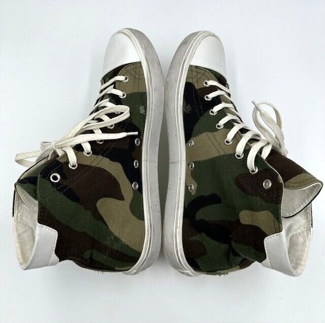 Sneakers alte mimetiche Saint Laurent effetto invecchiato taglia 10