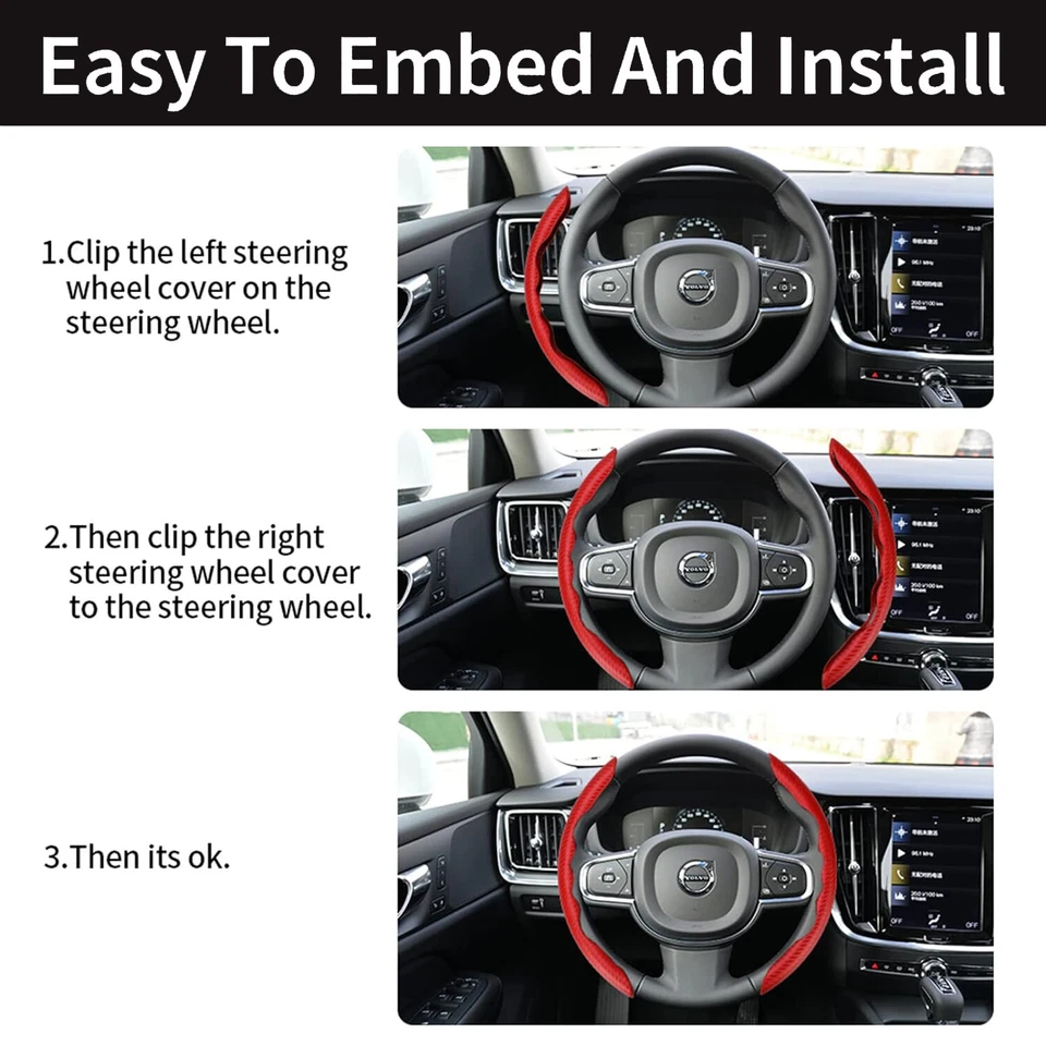 15-дюймовый красный чехол из углеродного волокна для автомобильного рулевого колеса нескользящая кожа для Lexus - Изображение 4 из 4