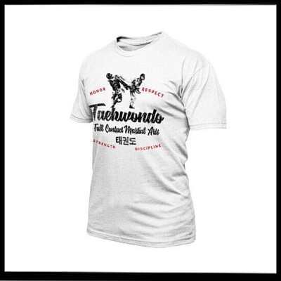 taekwondo t-shirt martial art fighting self defense fitness Kick full contact 