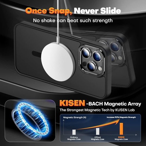 KISEN for iPhone 14 Pro Case Magnetic MagSafe Slim Translucent Matte Black - Picture 3 of 11