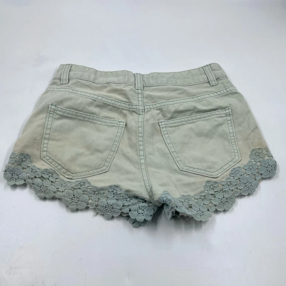Pantalones Cortos Denim Refuge Para Mujer Encaje Dobladillo Talla 2 Verde 100% Algodón Deshilachado Informal Corto Foto 4 de 4