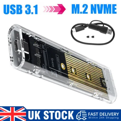 New M.2 NVMe SSD to USB 3.2 Type-C Enclosure Case Converter Adapter M&B+M Key*UK