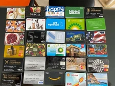 12 VARIOUS COLLECTIBLE NOVELTY GIFT CARDS, NO VALUE, USED, MANY BRANDS AVAILABLE