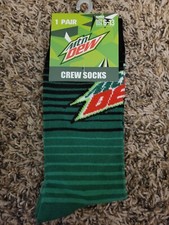 NEW Mountain Mtn Dew Socks Adult Size 6-13 Crew Funny Wacky Novelty Gift