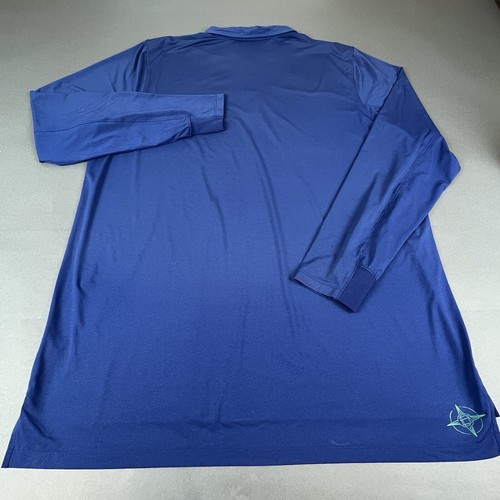 B Draddy Performance Polo Shirt Mens XL Blue Golf Long Sleeve Stretch Kemps - Picture 2 of 9