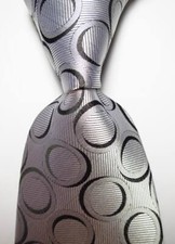 New Classic Dot Gray Black JACQUARD WOVEN Silk Men's Tie Necktie