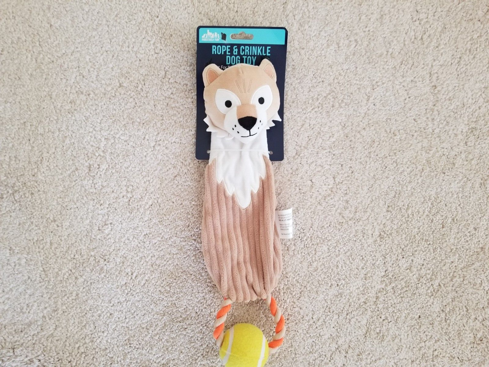 Rope & Crinkle Squeaky Dog Toy With Tennis Ball 17