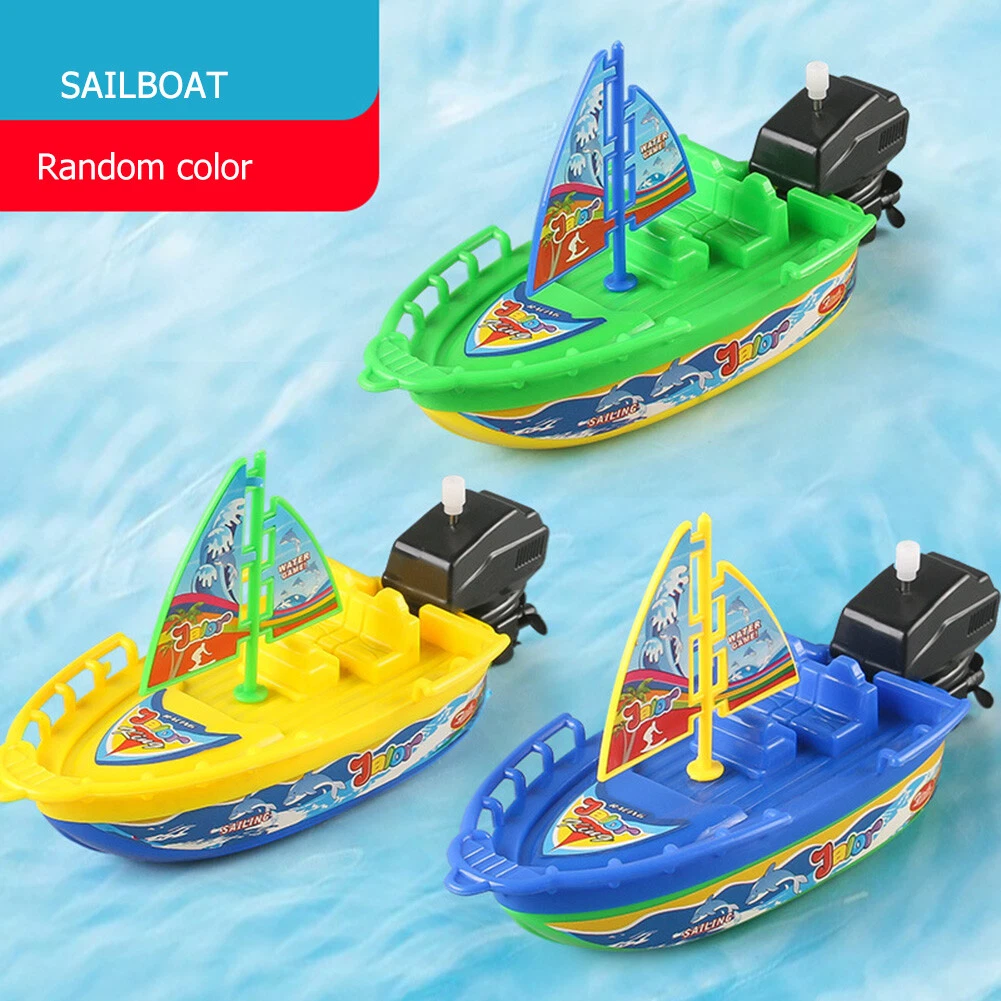 Speed Boat Ship Wind up Clockwork Float Children Water Boat Toy