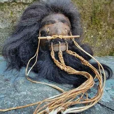 Shrunken Head, Oddities Curiosities, Real Leather and Hair, Medium, Lama alpaca