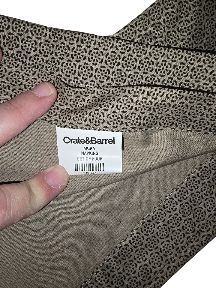 Crate & Barrel Akira Set Of 4 Cotton Napkins Assorted Patterns Black & White - Image 4 of 4