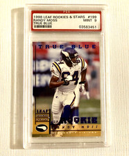 Randy Moss 1998 Leaf Rookies and Stars True Blue #199 PSA 9 MINT #03583451  /500