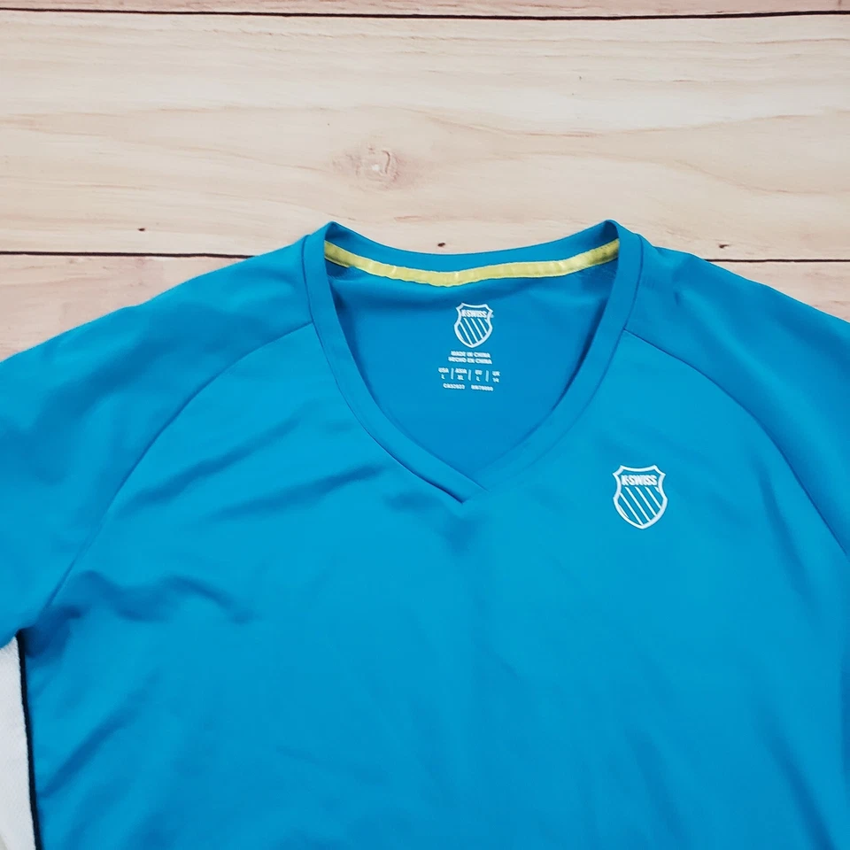 Camisa K Swiss Mujer Grande Azul Blanco Exterior Ligera Correr Activa Damas Foto 3 de 4